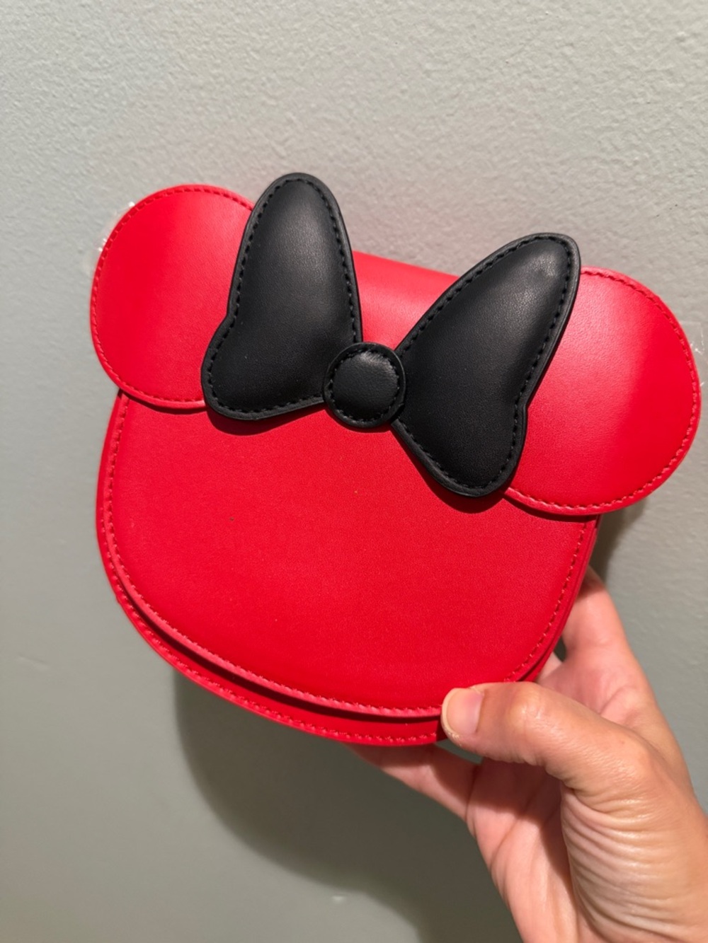 NWOT! Adorable Petite Red Minnie-Style Crossbody Purse with Black Bow